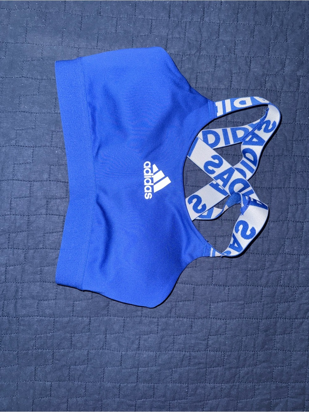 adidas Royal Blue Logo-Strap Sports Bra